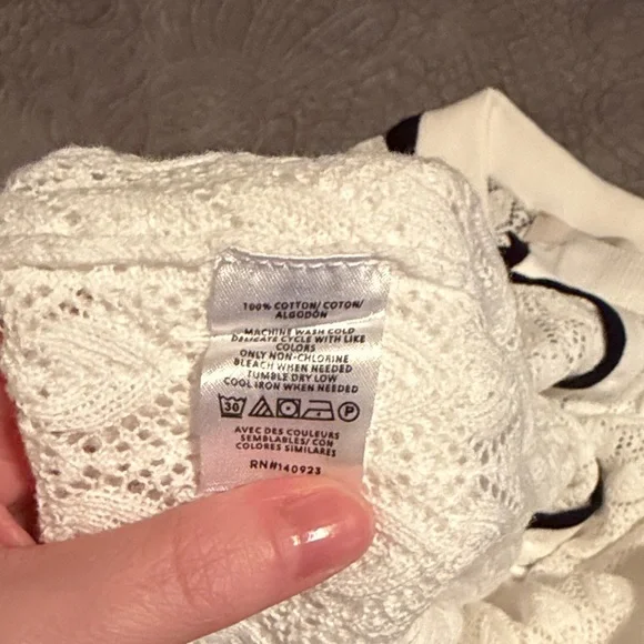 LOFT White Cardigan with Black Accents - Picture 4 of 4